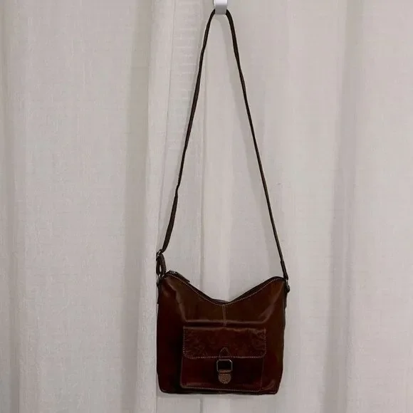 Rare Jack Georges Medium Brown Genuine Leather Vintage Messenger Crossbody Bag